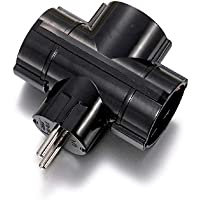 Bf - Clavija triple toma tierra lateral 16a-250v negro (bolsa)